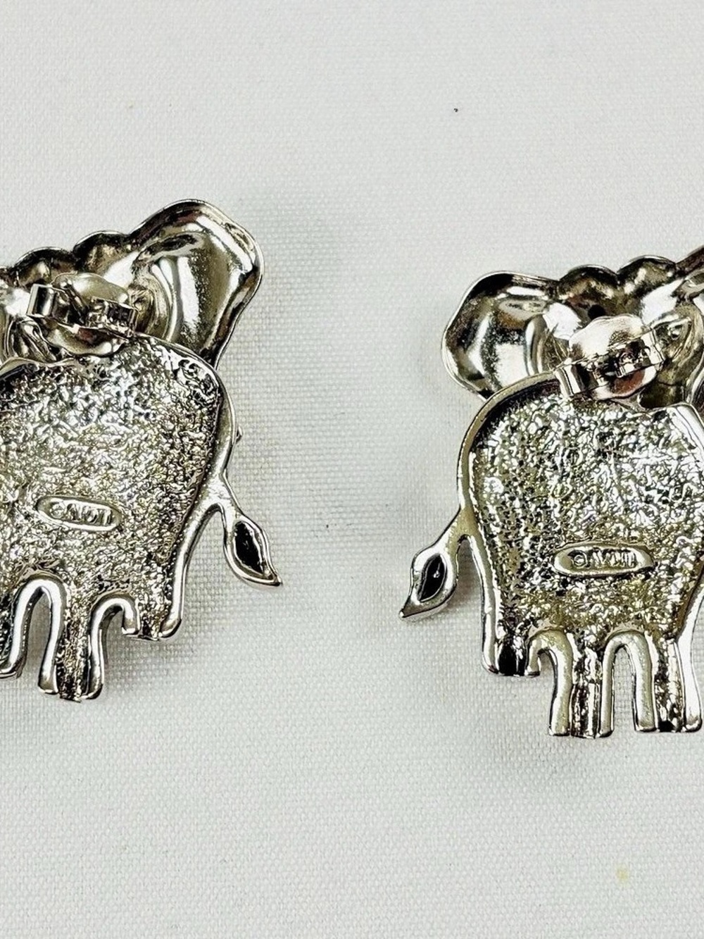 Elephant Earrings Silver Tone